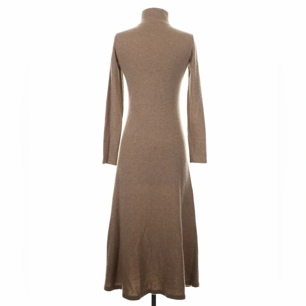Ralph Lauren 100% Cashmere Turtleneck Sweater Dress Midi Long Sleeve Tan Brown - Picture 9 of 10